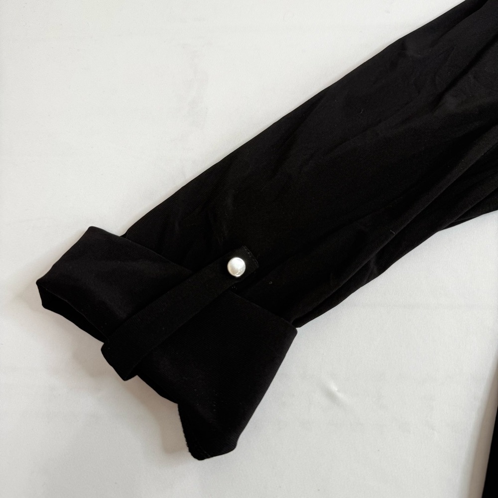 Ava & Grace Knit Black Blouse with Button Detail, Rhinestones, Rolled sleeves - Picture 6 of 9